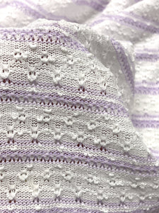 2 3/4 YD Nylon Yarn-Dyed Striped Knit Vintage - White Texture with Lavender