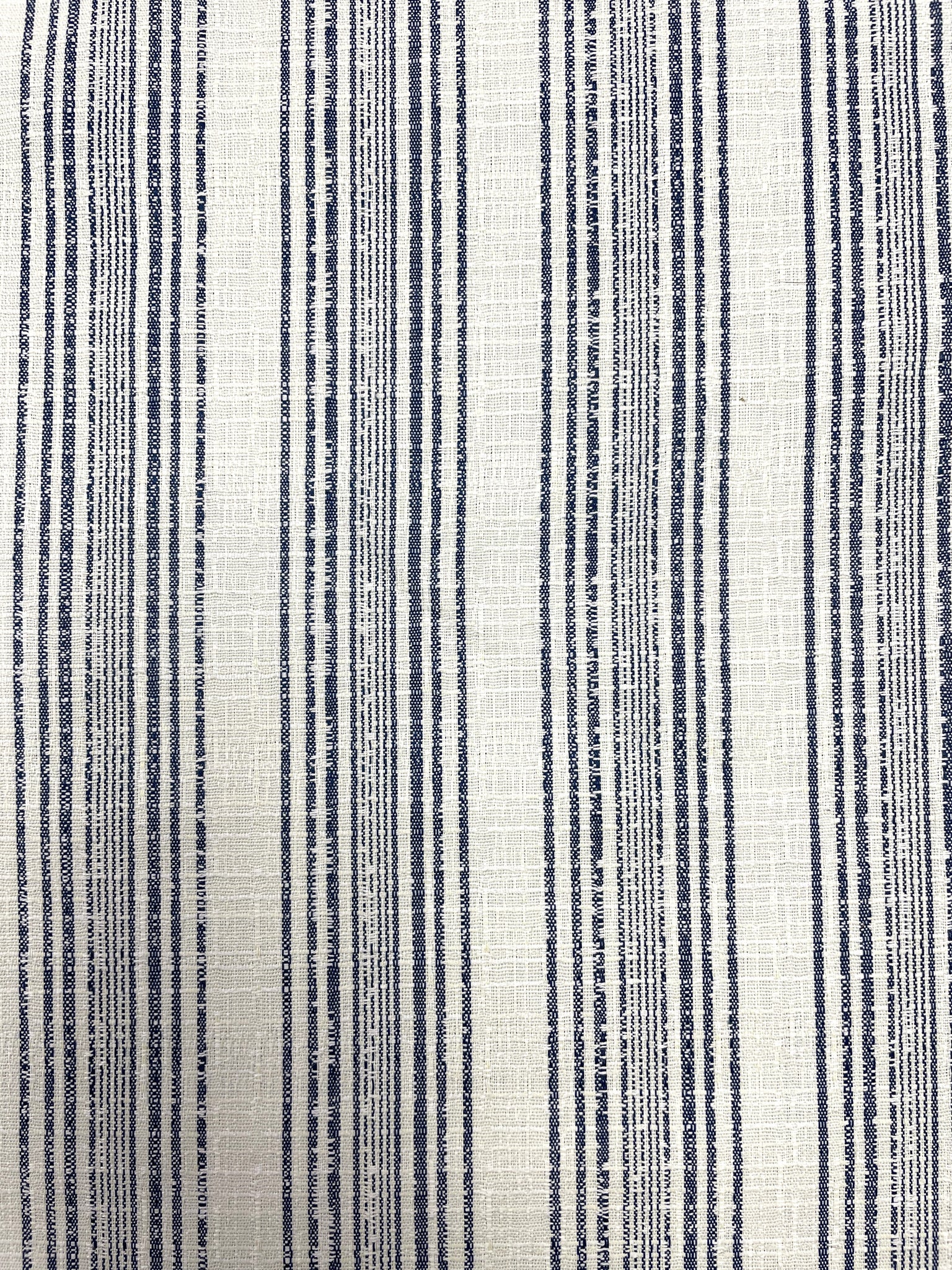 Polyester Blend Yarn-Dyed Stripe Vintage - Off White with Navy Blue