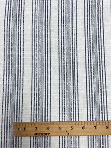 Polyester Blend Yarn-Dyed Stripe Vintage - Off White with Navy Blue