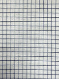 Poly/Cotton Vintage Printed Plaid - White with Navy Blue Window Pane