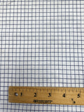 Poly/Cotton Vintage Printed Plaid - White with Navy Blue Window Pane