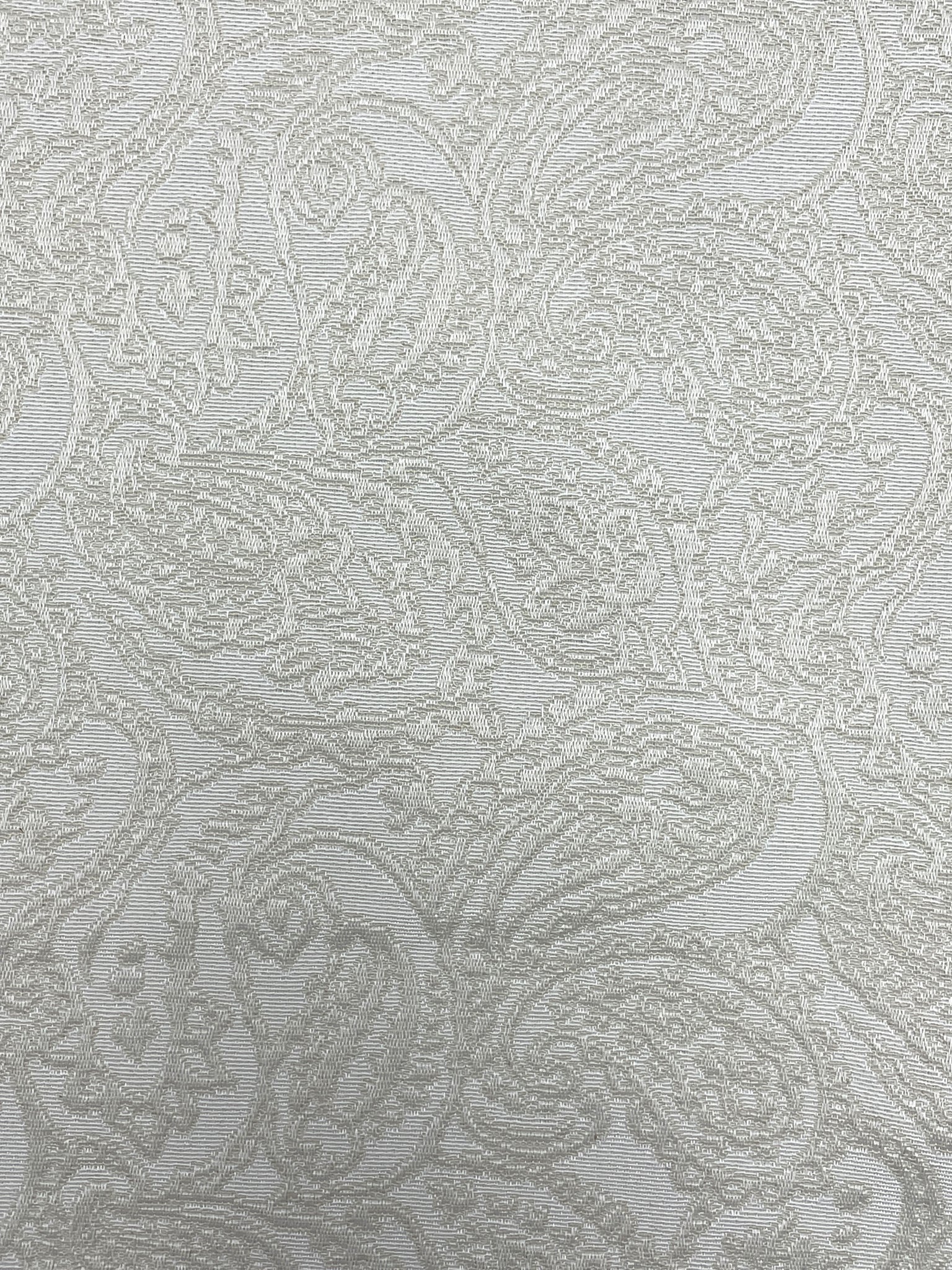 Cotton Blend Vintage - Off White with Satin Paisley Weave