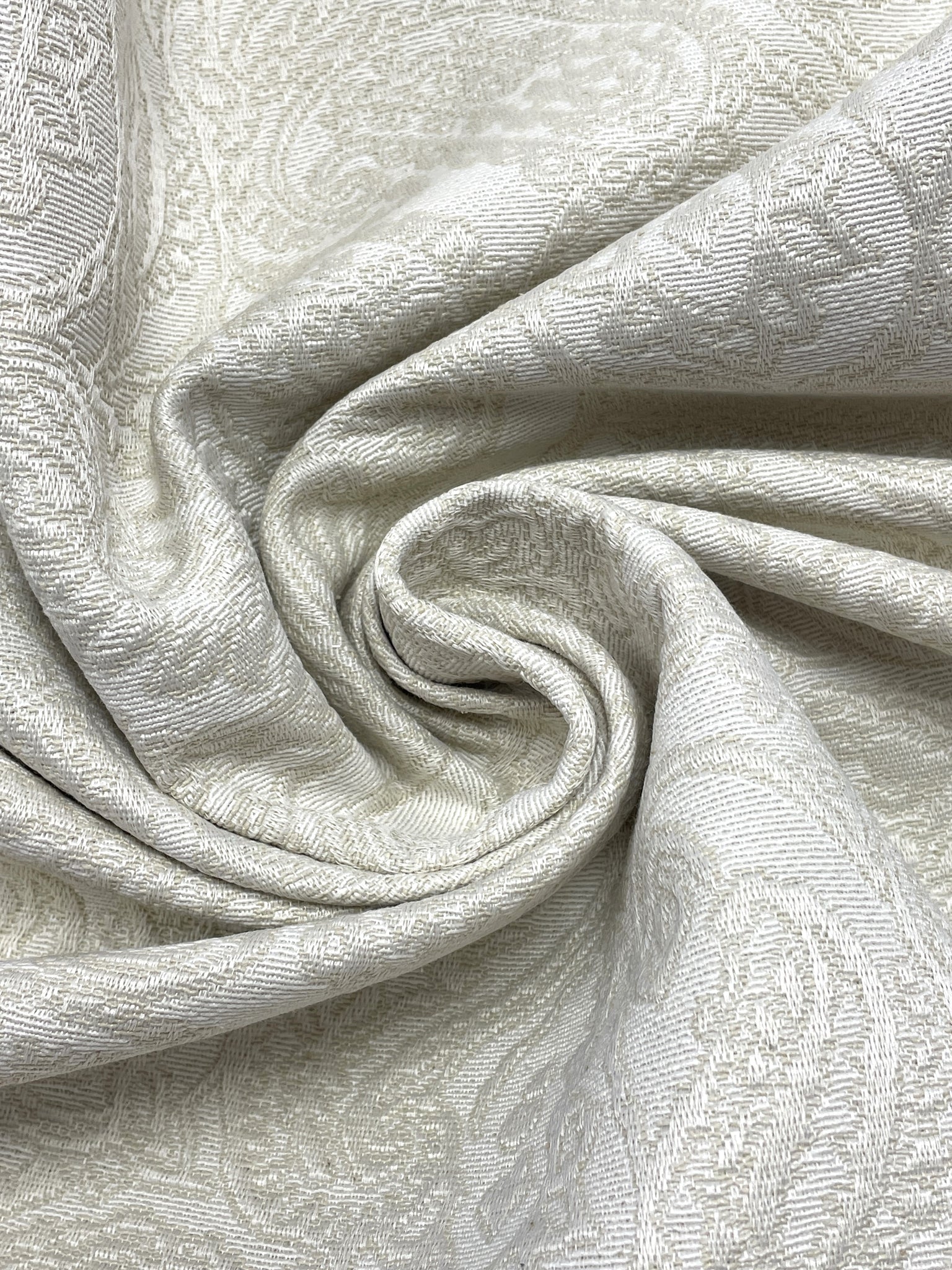 Cotton Blend Vintage - Off White with Satin Paisley Weave