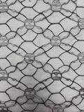 1 5/8 YD Nylon/Polyester Net Lace - Black with Gray Skull and Crossbones