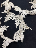 1 3/4 YD Cotton Lace Trim Vintage - Off White Leaves and Berries