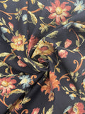 4 3/4 YD Cotton - Black with Flowers