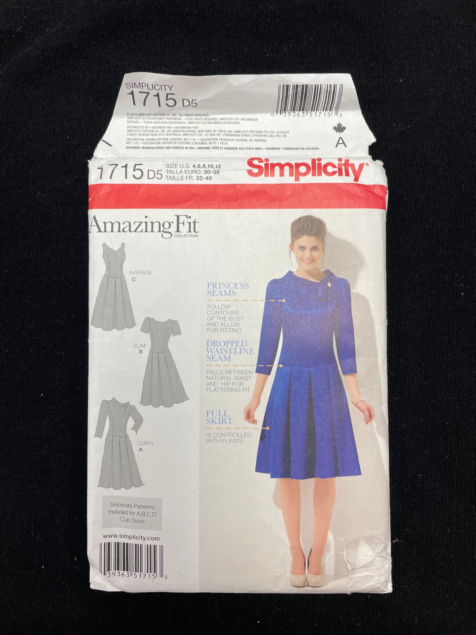 2012 Simplicity 1715 Pattern - Dress FACTORY FOLDED