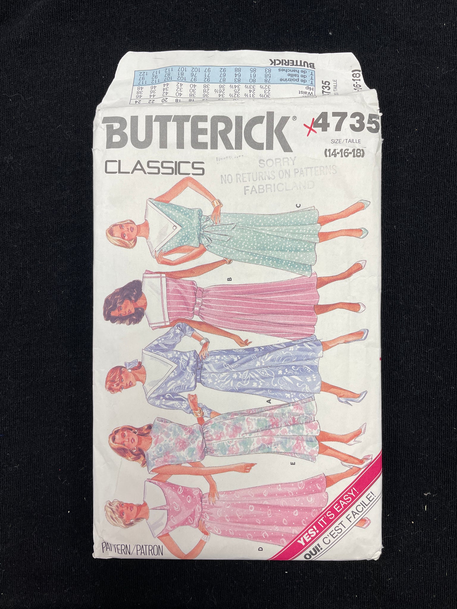 1987 Butterick 4735 Pattern - Dress FACTORY FOLDED