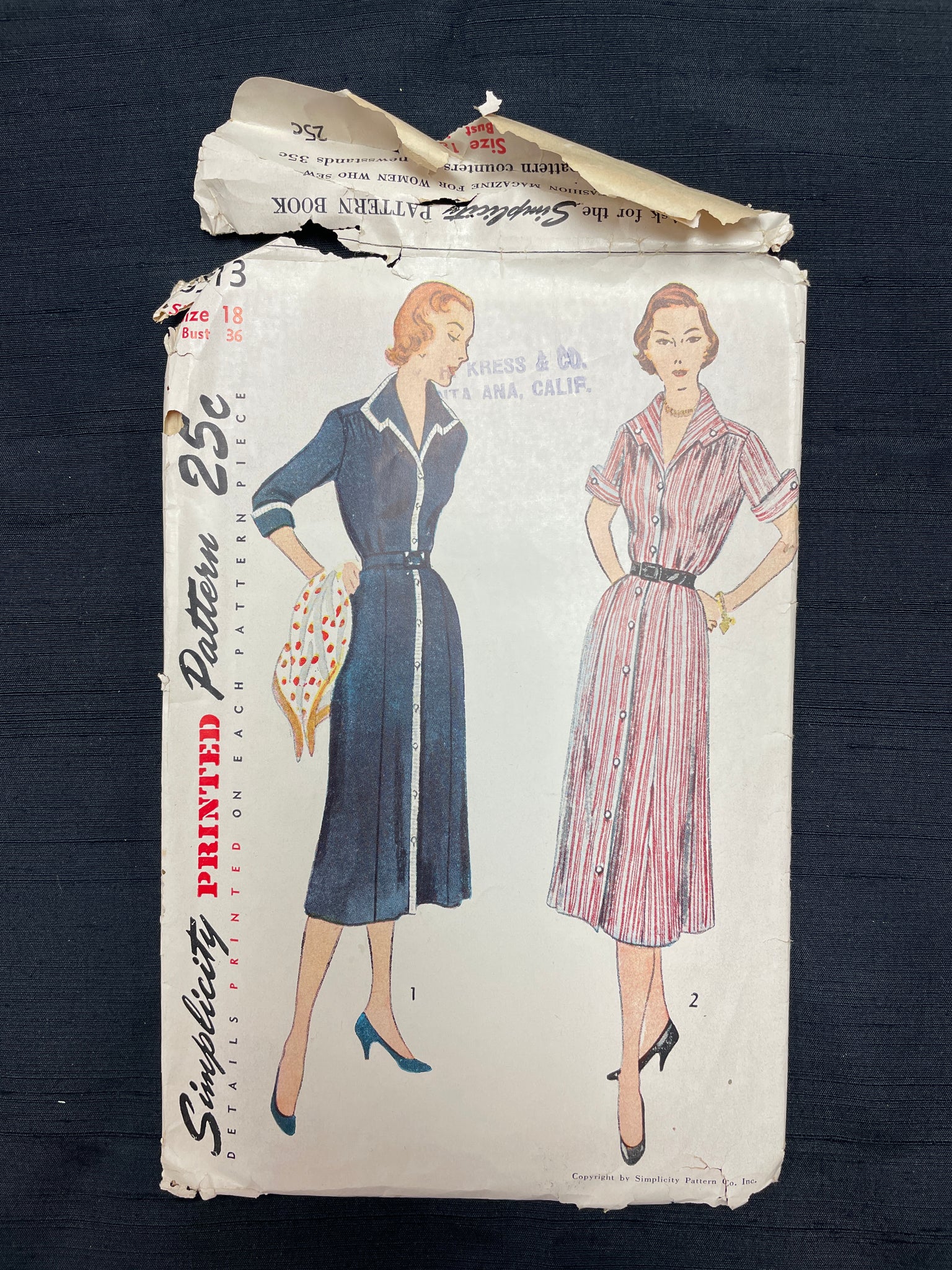 1951 Simplicity 3513 Pattern - Dress