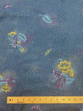 Cotton Blend Voile Vintage - Blue with Flowers and Polka Dots