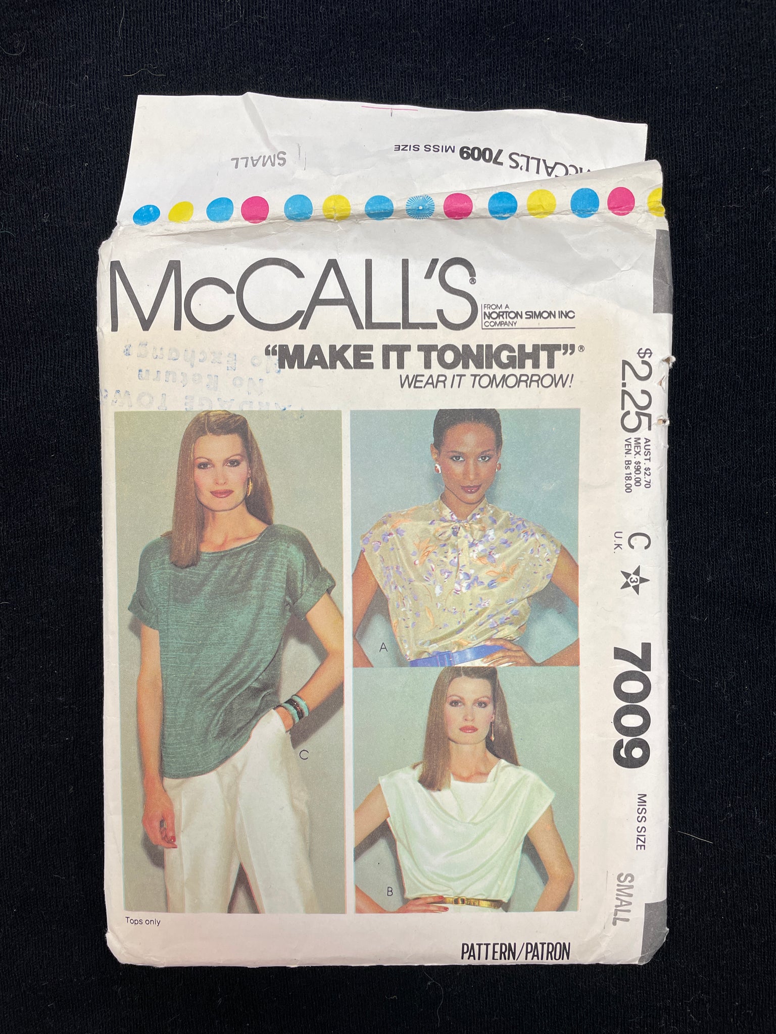 1980 McCall's 7009 Pattern - Women's Blouses