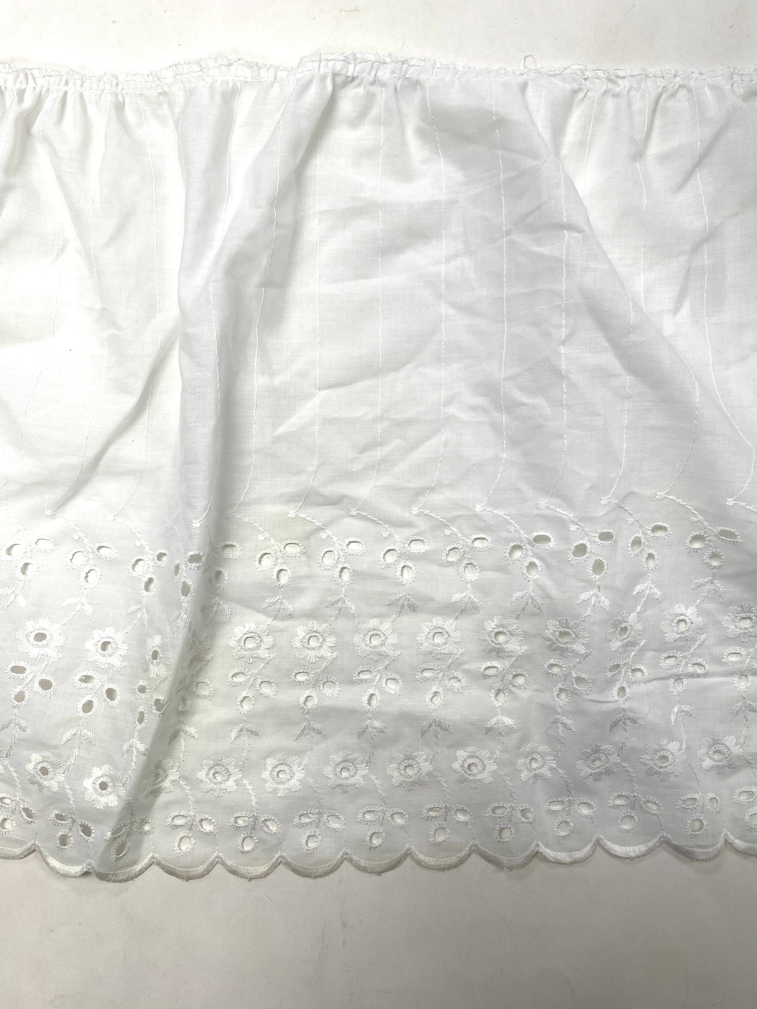 Polyester Embroidered Wide Eyelet Ruffle - White