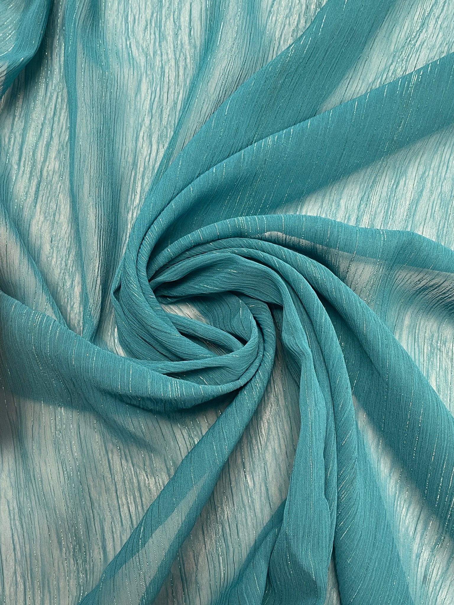 Nylon Chiffon Vintage - Turquoise with Subtle Silver Lurex