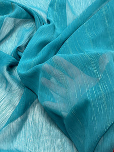 Nylon Chiffon Vintage - Turquoise with Subtle Silver Lurex