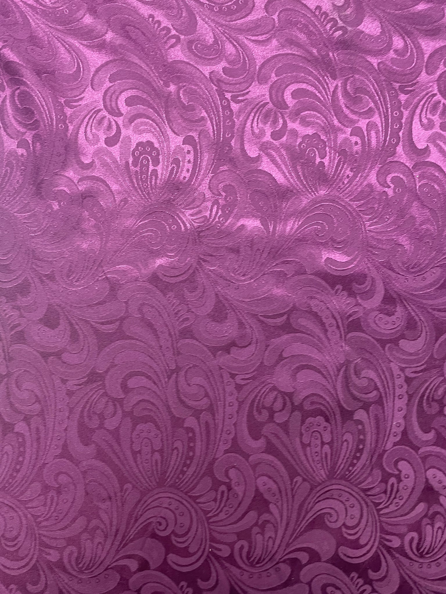 1 5/8 YD Polyester Jacquard Vintage - Plum Purple with Swirls