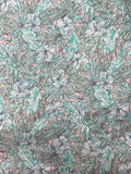 Cotton/Rayon Vintage - Tropical Flowers in Light Blue and Peach