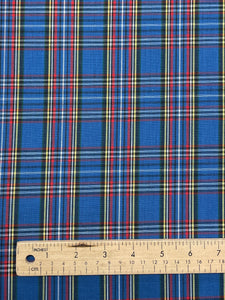 3 5/8 Poly/Cotton Yarn-Dyed Plaid Shirting Vintage -  Blue with Red, Yellow, Black and White