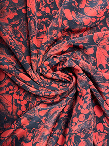 Rayon Vintage - Black with Orange Leaves and Berries