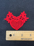 Embroidered Heart Applique Motif Vintage - Red