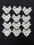 Embroidered Heart Applique Motif Vintage - White