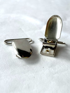 SALE Suspender Clips - Silver Tone