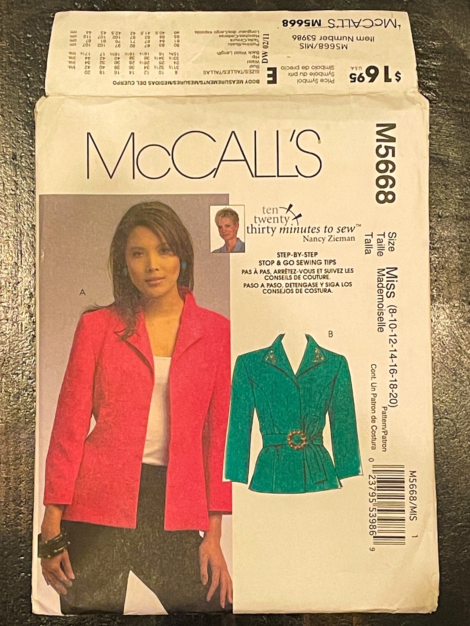 SALE 2008 McCall's 5668 Pattern - Women's Jacket