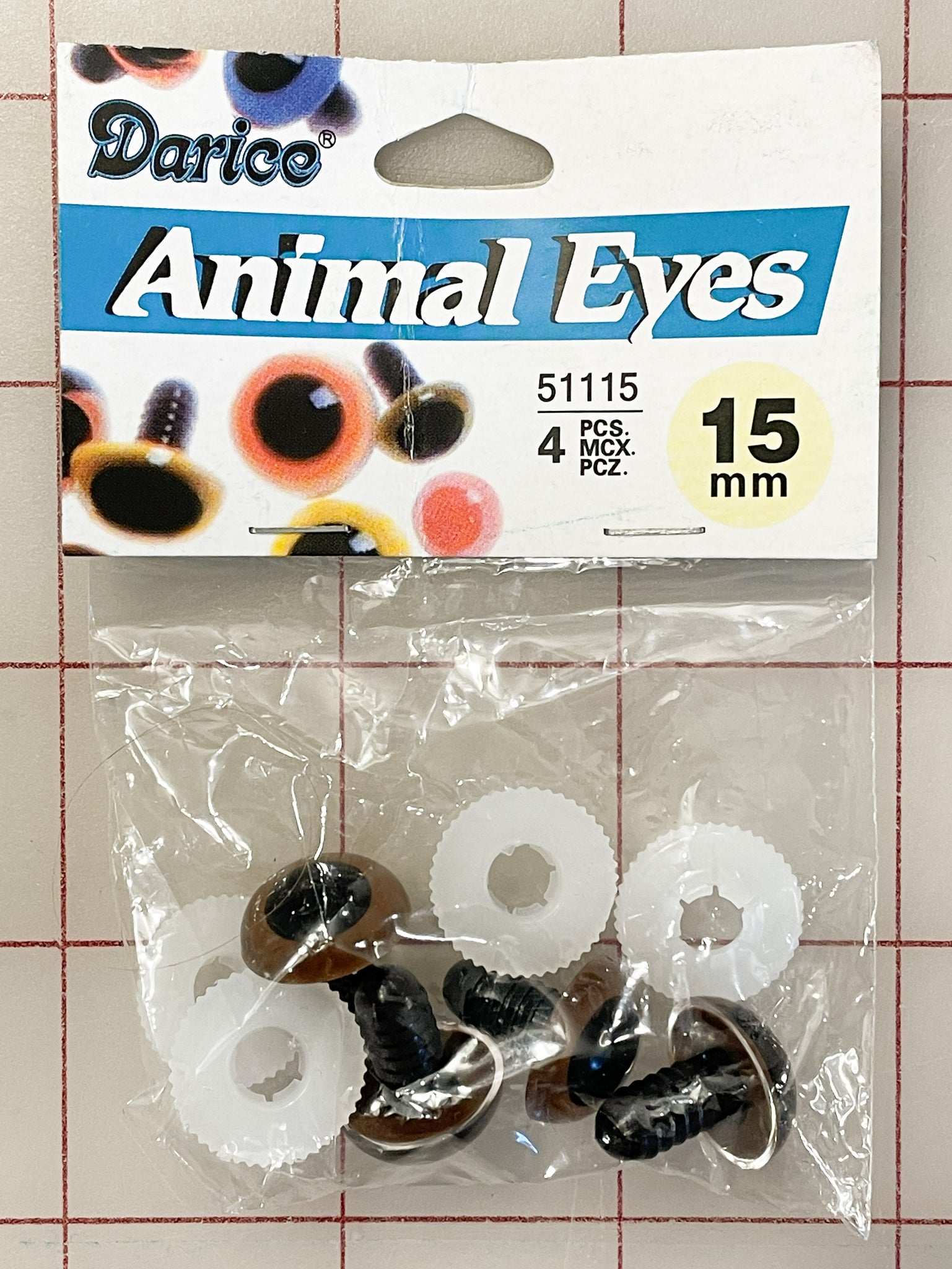 SALE Animal Eyes 15mm Pack of 4 - Brown