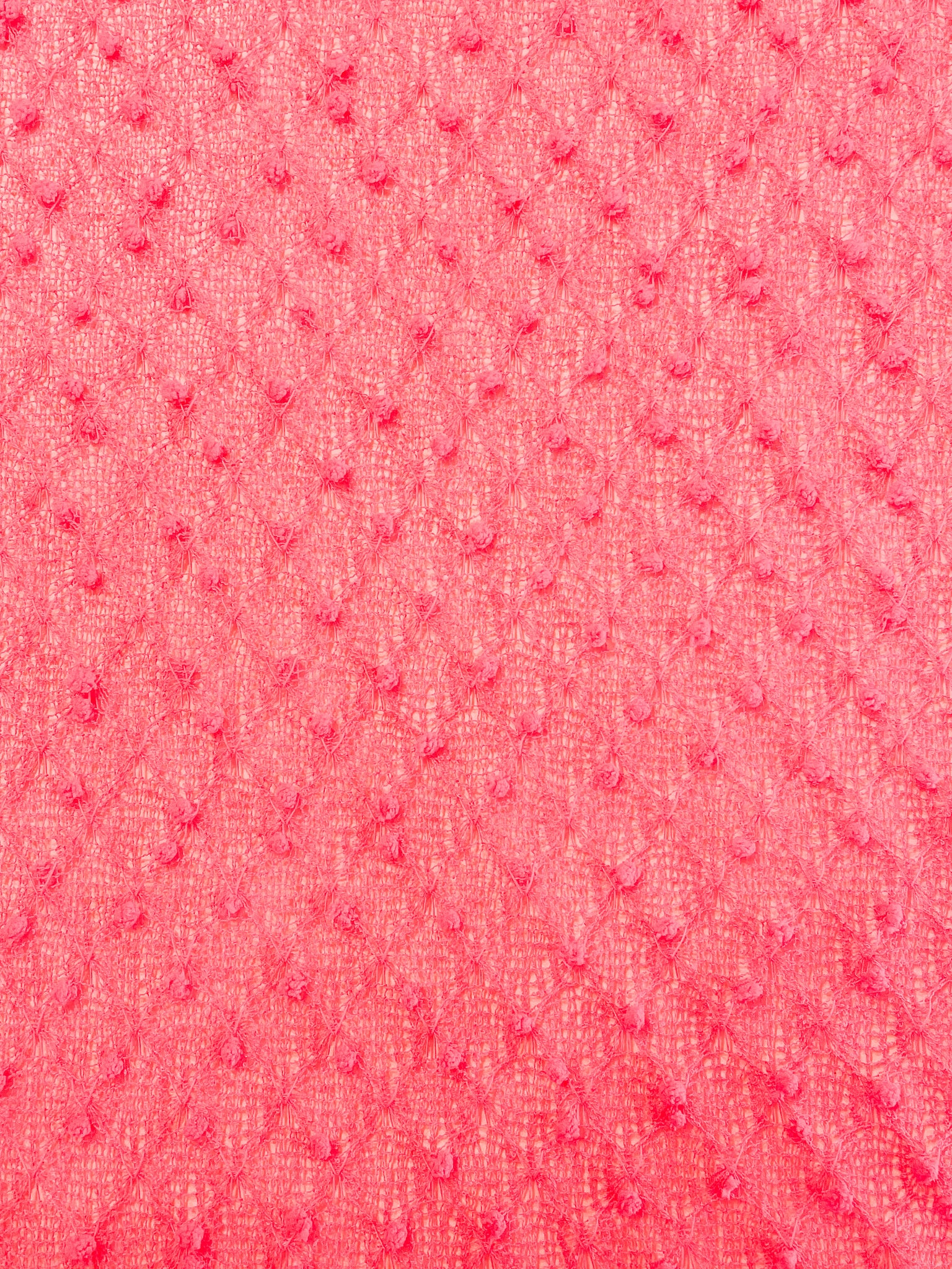 SALE 2 5/8 YD Synthetic Loose Knit with Dimensional Dots - Fluorescent Pink