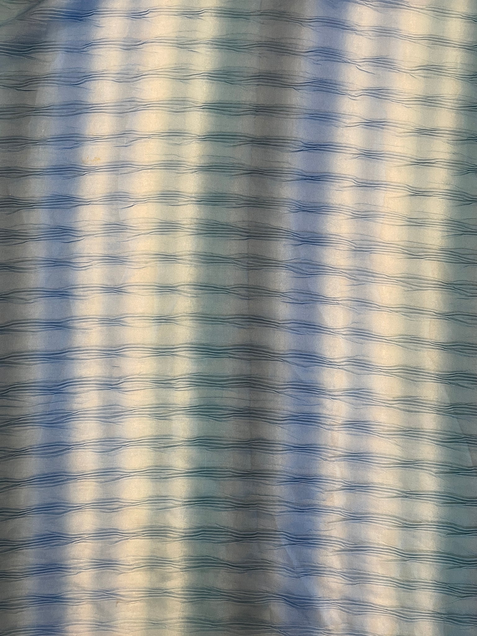 SALE 2 3/4 YD Polyester Georgette Crinkled - Multi Blue Stripe