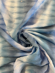 SALE 2 3/4 YD Polyester Georgette Crinkled - Multi Blue Stripe