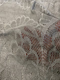 SALE 2 YD Polyester and Lurex Knit Lace - Gray and Silver