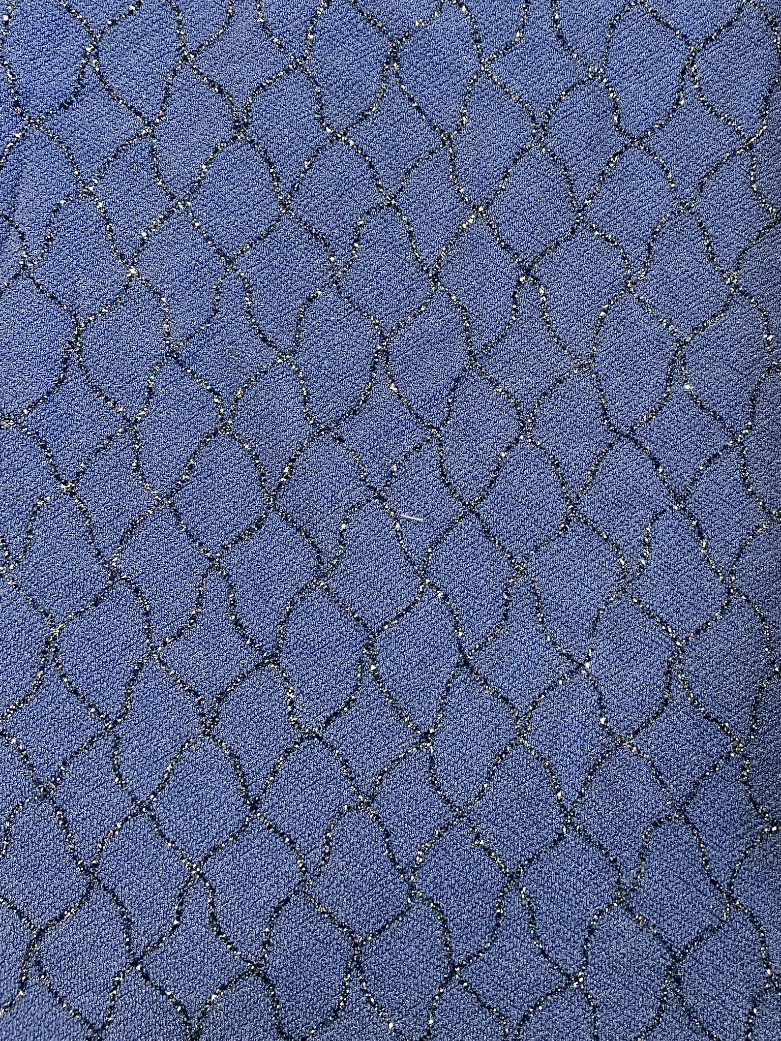 SALE 1 YD Polyester Stretch Knit - Blue with Gray Glitter