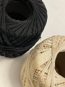 SALE Cotton Crochet Bundle Vintage Thread Remnants - Black and Off White