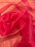 SALE 2 2/3 YD Polyester Organza Salvaged - Hot Pink
