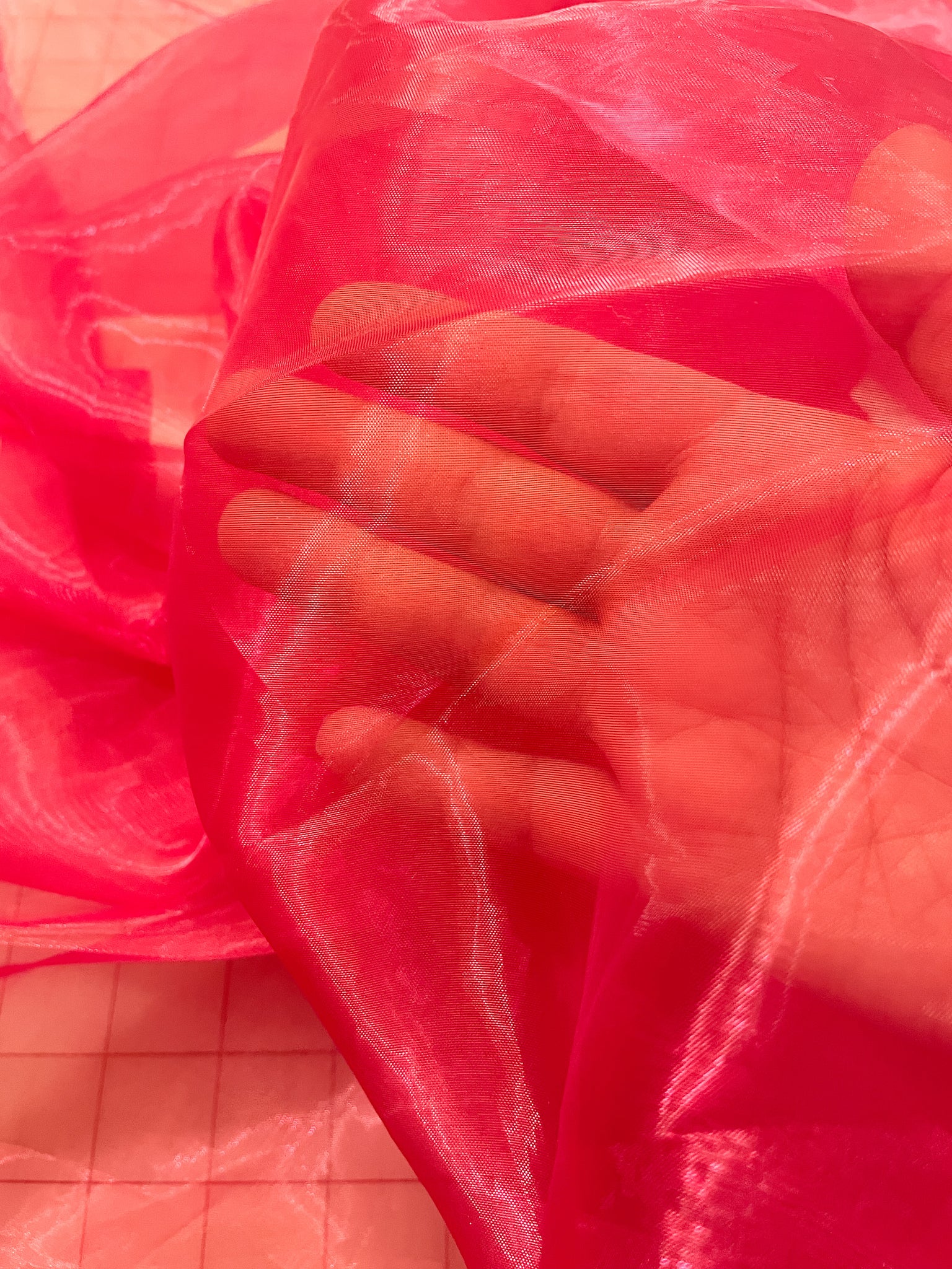 SALE 2 2/3 YD Polyester Organza Salvaged - Hot Pink