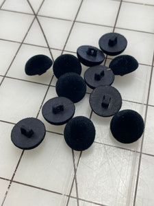 SALE Button Set of 12 Plastic Shank Domed - Flocked Black