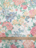 SALE 2 1/4 YD Poly/Cotton Polished Vintage - White with Pink and Yellow Flowers