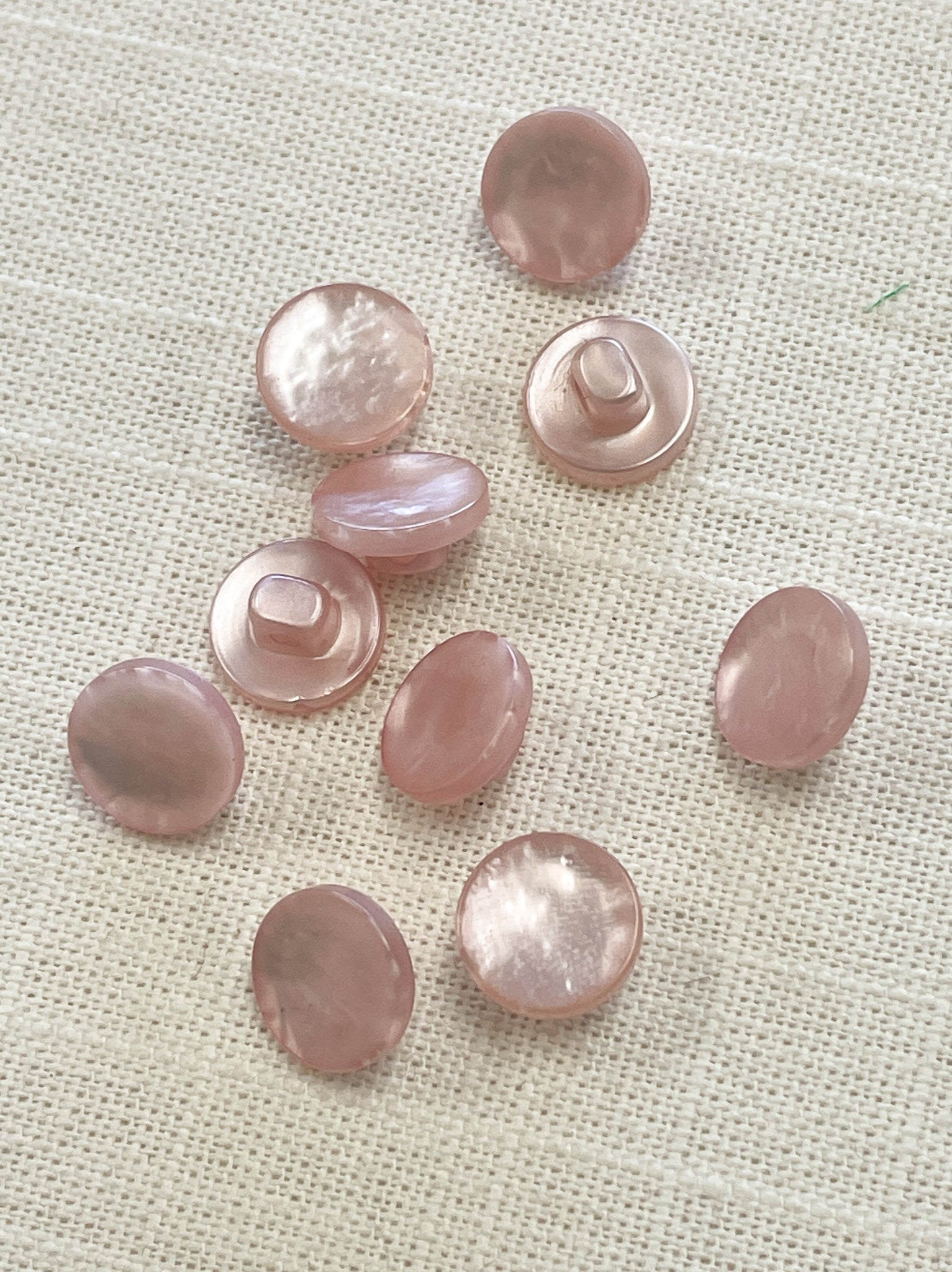 SALE Plastic Shank Buttons Set of 12 - Pearlescent Pink