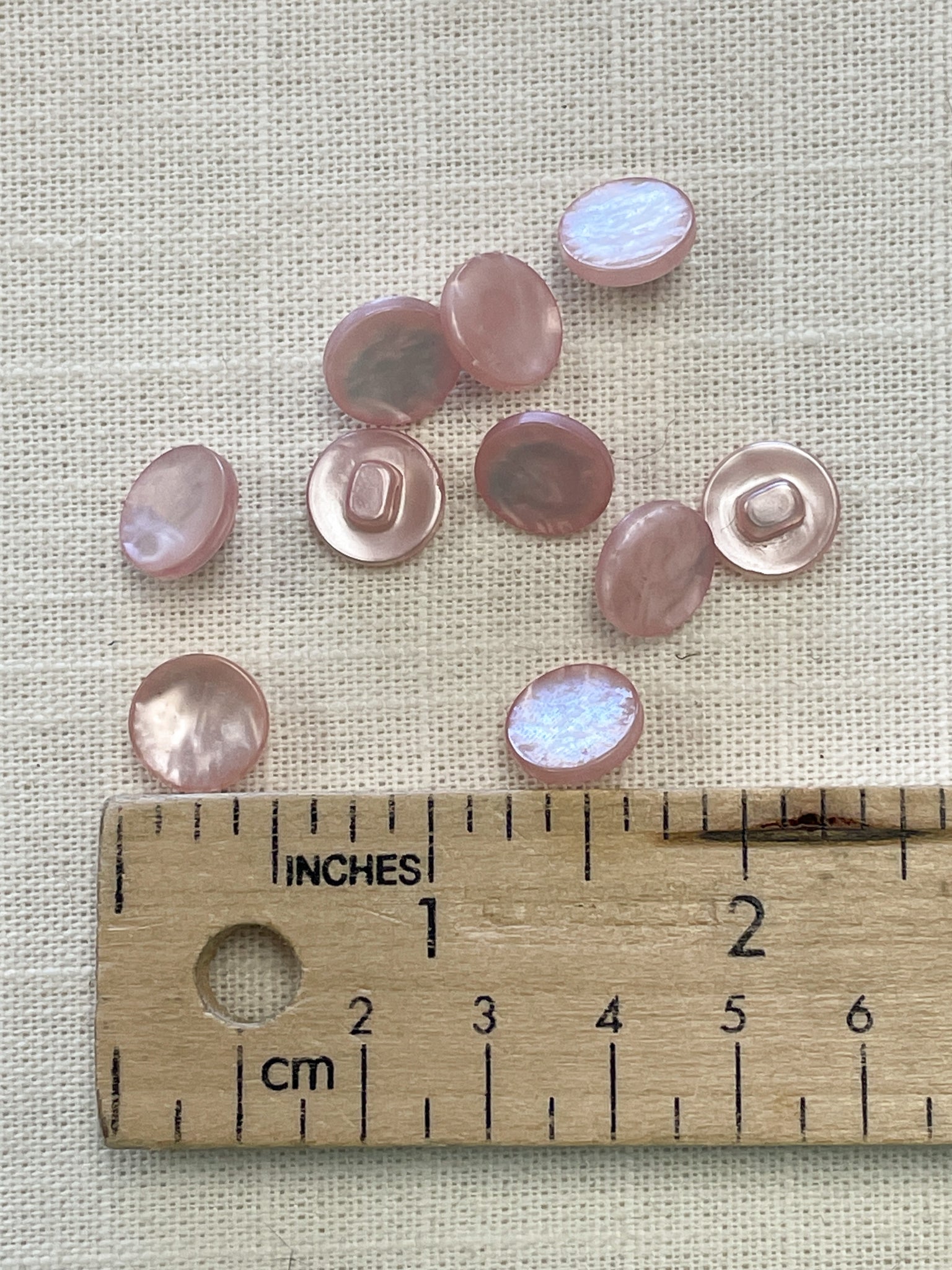 SALE Plastic Shank Buttons Set of 12 - Pearlescent Pink