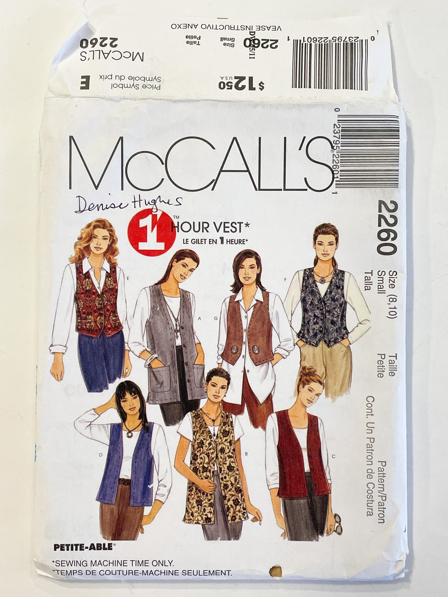 SALE 1999 McCall's 2260 Pattern - Women's Vest in 2 Lengths FACTORY FOLDED