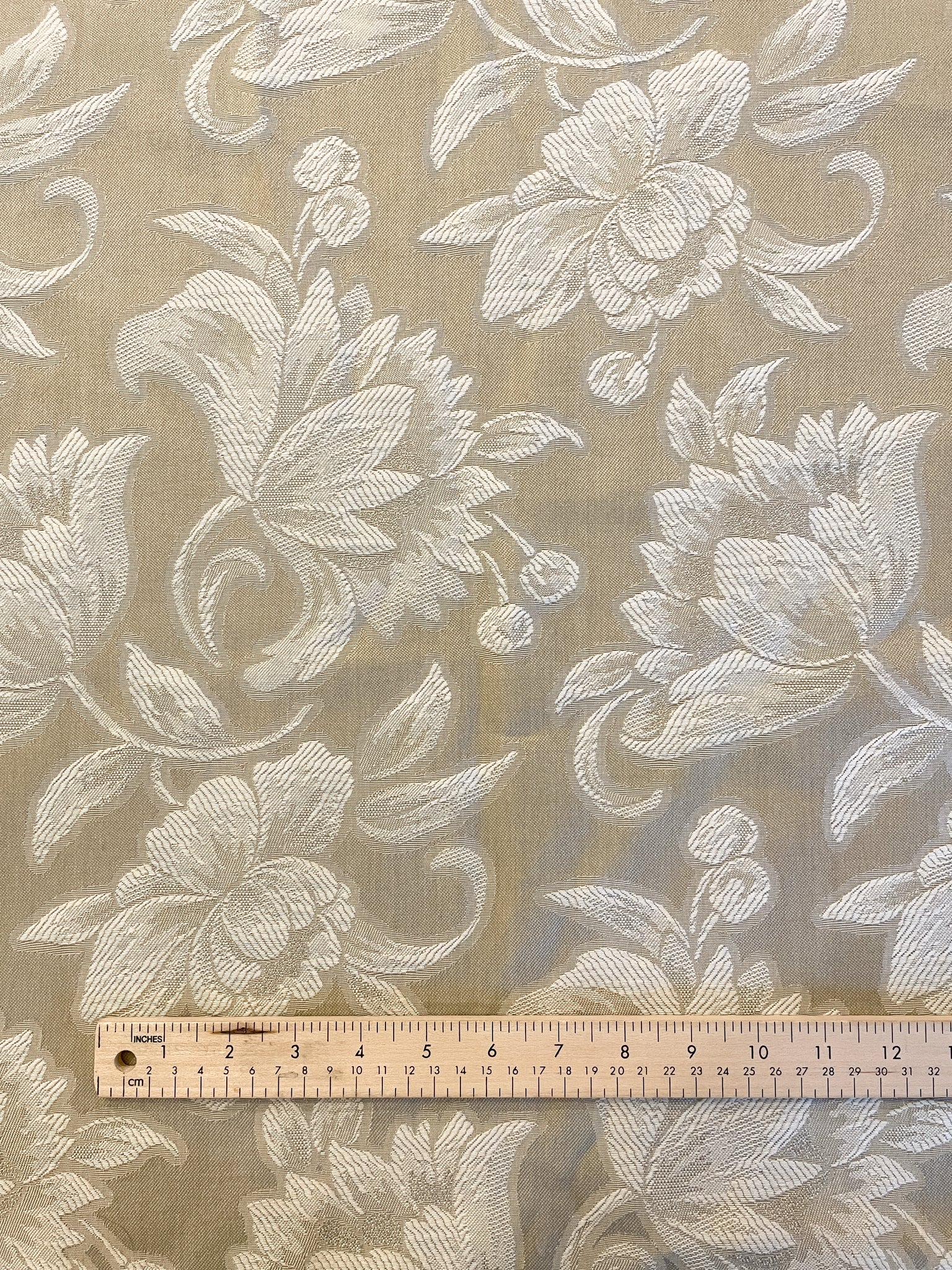 SALE Polyester Blend Home Dec. Floral Brocade - Ecru and Off White